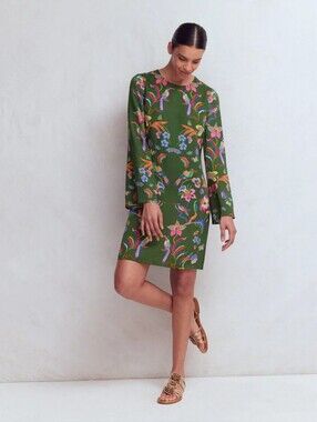 NWT Boden x Sarah Gordon Flared Sleeve Shift Mini Dress Tropical Print Size 8